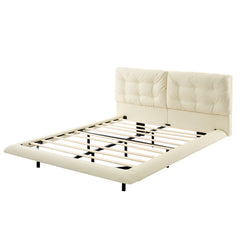 Bellemave® Upholstered Floating Bed with LED Light, Queen Size Wood Platform Bed Frame with Headboard Bellemave®