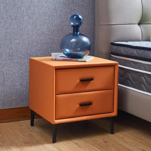 Bellemave Modern Nightstand with 2 Drawers,PU Leather and Hardware Legs Bellemave