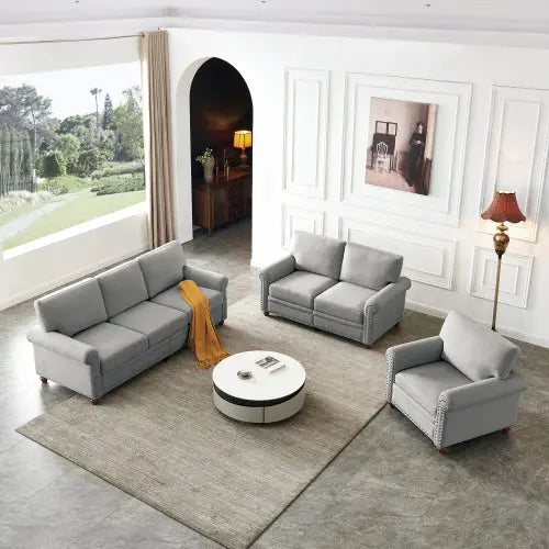 Bellemave Linen Fabric Upholstery with Storage Sofa 1+2+3 Sectional Bellemave