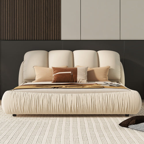Bellemave Luxury Upholstered Bed with Thick Headboard and Oversized Padded Backrest