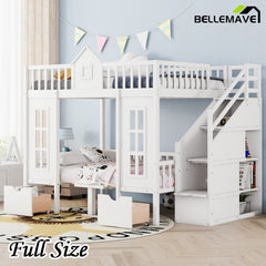 Bellemave® Fun Castle Shaped Bunk Bed Turn into Upper Bed and Down Desk