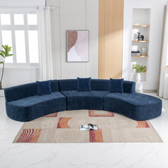 Bellemave® 136.6" Chenille Fabric Stylish Curved Sectional Sofa with Three Throw Pillows Bellemave®