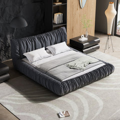 Bellemave® King Size Luxury Upholstered Platform Bed with Removable Cushion and Solid Wood Frame