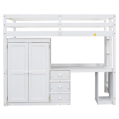 Bellemave® Loft Bed with Wardrobe, Desk and Storage Drawers