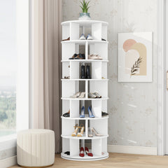 Bellemave® 360° Revolving Shoe Rack Tower, 7-Tier Spinning Shoe Shelf with 5 Grids Per Layer