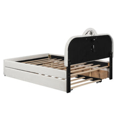 Bellemave® Upholstered Platform Bed with Multi-functional Headboard, Trundle Bed and 2 Drawers