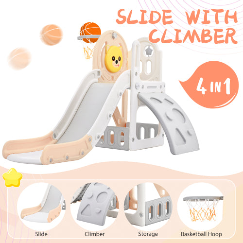 Bellemave Toddler Climber and Slide Set 4 in 1 with Basketball Hoop Play Combination
