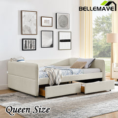 Bellemave® Queen Size Upholstered Tufted Daybed with Two Drawers