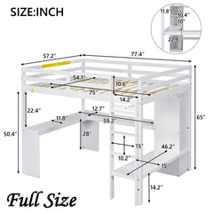 Bellemave® Loft Bed with L-shaped Desk, Wardrobe and Storage Shelves