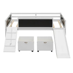 Bellemave® Twin Size Low Loft Bed with 2 Storage Boxes