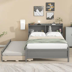 Bellemave® Platform Bed with Twin Trundl and 3 Drawers