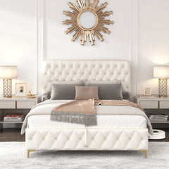 Bellemave® Velvet Upholstered Platform Bed with Deep Tufted Buttons