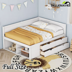 Bellemave® Wooden Daybed with Drawers and Shelves