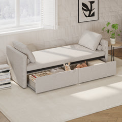 Bellemave® Modern Upholstered Chaise Lounge with Pillows and 2 Drawers, No Mattress Needed