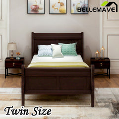 Bellemave® Wood Sleigh Platform Bed with Headboard，Footboard and Wood Slat Support