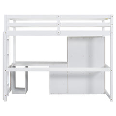 Bellemave® Loft Bed with Wardrobe, Desk and Storage Drawers