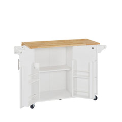 Bellemave® Kitchen Island with Drop Leaf Countertop, Storage Cabinet and Tower Rack