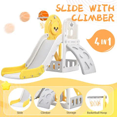 Bellemave Toddler Climber and Slide Set 4 in 1 with Basketball Hoop Play Combination Bellemave