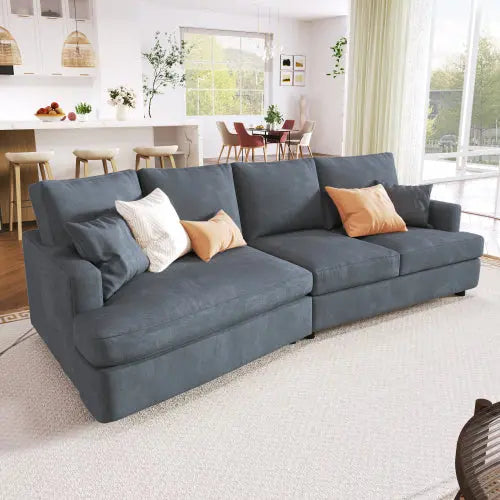 Bellemave 111.4" 3 Seat Streamlined Sofa with Removable Back and Seat Cushions and 2 pillows Bellemave