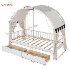 Bellemave® Twin Size Daybed with Arched Roof and 2 Drawers