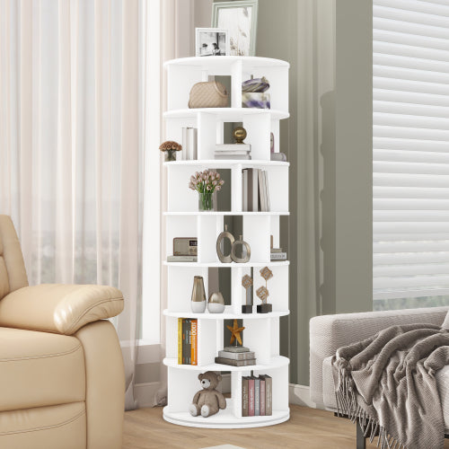 Bellemave® 360° Revolving Shoe Rack Tower, 7-Tier Spinning Shoe Shelf with 5 Grids Per Layer