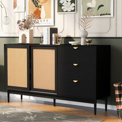 Bellemave® Featured Two-door Storage Cabinet with Three Drawers and Metal Handles