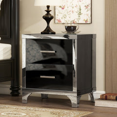 Bellemave® Mirrored Bedside Table with 2 Drawers and Metal Handle