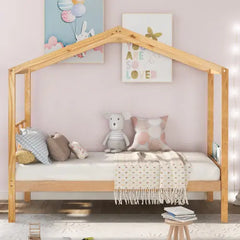 Bellemave® Wood House Bed with Storage Space