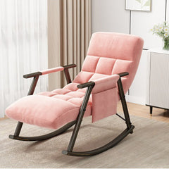 Bellemave® Casual Folding Upholstered Rocking Chair , Adjustable High Back and Foot Rest , with Side Pockets Placed