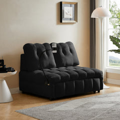 Bellemave® Modern Velvet Pull-Out Sofa Bed,Independently Removable Backrest, Have USB Port and Swivel Phone Stand