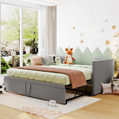 Bellemave® Twin Size Upholstered Daybed with Pop Up Trundle Bed