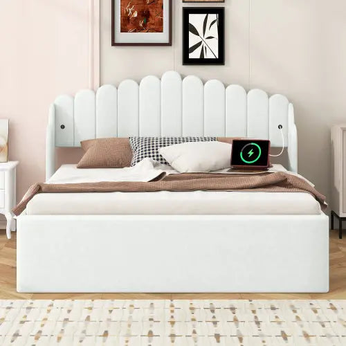 Bellemave® Upholstered Platform Bed with 4 Drawers and 2 USB Bellemave®