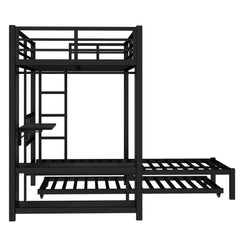 Bellemave®  Metal Bunk Bed with Built-in Wardrobe, Trundle & Desk for Kids, Teens, Adults, Black Bellemave®