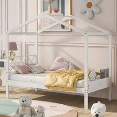 Bellemave® Wood House Bed with Storage Space