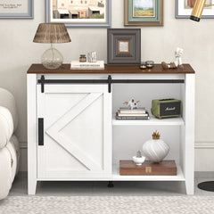 Bellemave® Drawer Dresser Cabinet with Slide the Barn Door, Four Drawers and Metal Handle