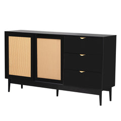 Bellemave® Featured Two-door Storage Cabinet with Three Drawers and Metal Handles