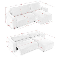 Bellemave® L-Shaped Modular Corduroy Upholstered 3 Seater Sofa Bed with Storage