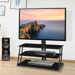 Bellemave® Black Multi-Function Angle And Height Adjustable Tempered Glass TV Stand