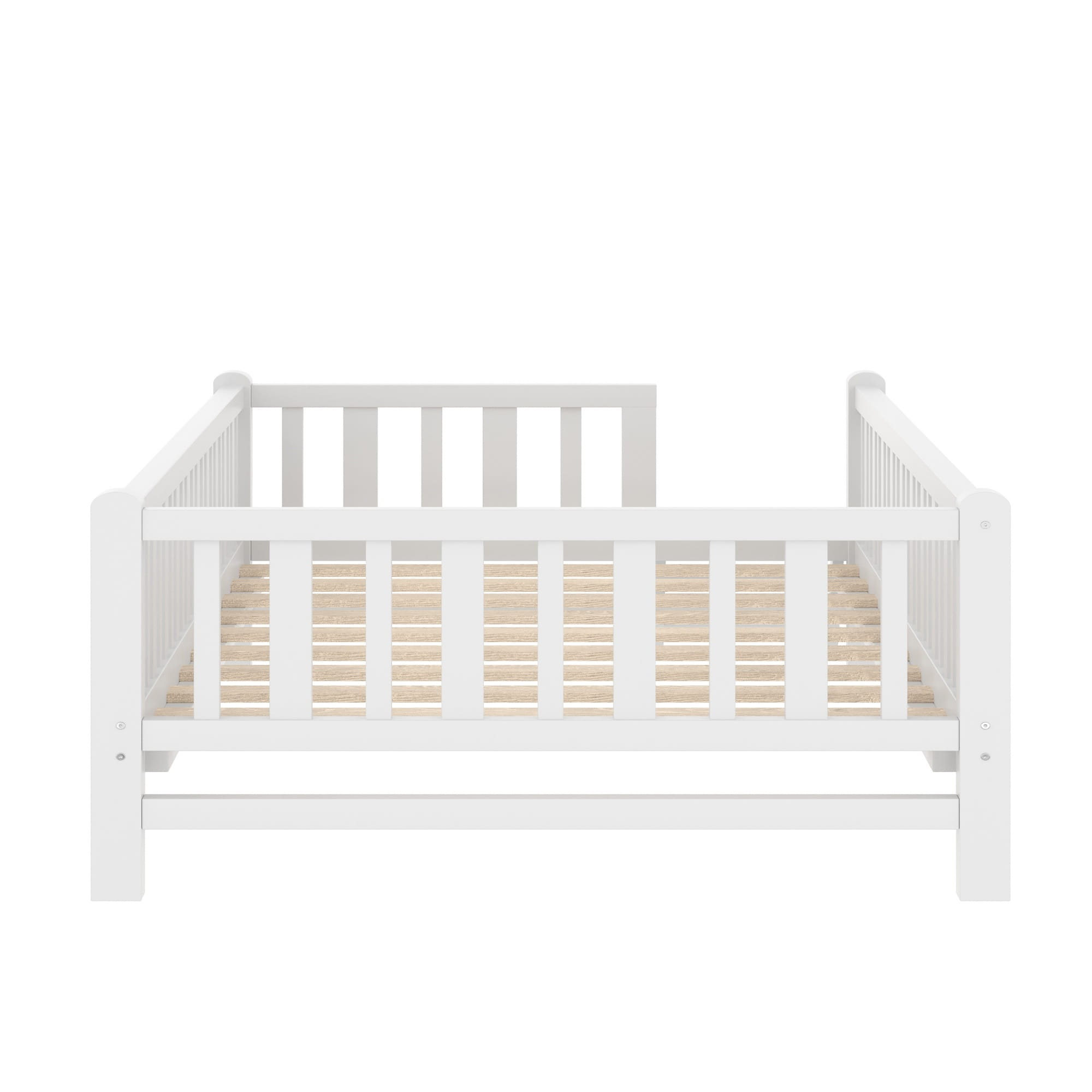 Bellemave® Wood Twin Size Platform Bed with Guardrail, Kids Bed Frame with Stairs Bellemave®