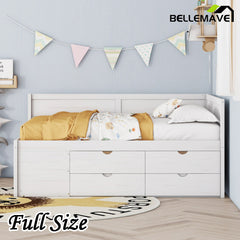 Bellemave® Wooden Daybed with Drawers and Shelves