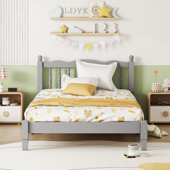 Bellemave® Twin Size Platform Bed with Column-Decoration Headboard