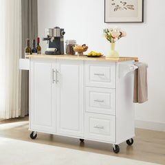 Bellemave® Kitchen Island with Drop Leaf Countertop, Storage Cabinet and Tower Rack