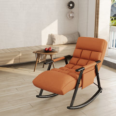 Bellemave® Casual Folding Upholstered Rocking Chair , Adjustable High Back and Foot Rest , with Side Pockets Placed