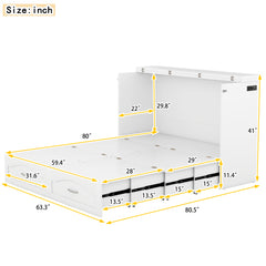 Bellemave® Murphy Bed Wall Bed with drawer and a set of Sockets & USB Ports, Pulley Structure Design Bellemave®