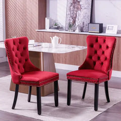 Bellemave® 2-Pcs Set Modern High-end Tufted Solid Wood Contemporary Velvet Upholstered Dining Chair with Wood Legs Nailhead Trim Bellemave®