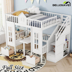 Bellemave® Fun Castle Shaped Bunk Bed Turn into Upper Bed and Down Desk