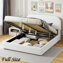 Bellemave® Teddy Fleece Upholstered Platform Bed with Hydraulic Storage System