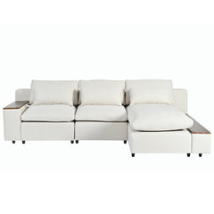 Bellemave® L-shaped Modular Sectional Sofa with Removable Back Cushions,3 Pillows and 2 Storage Spaces