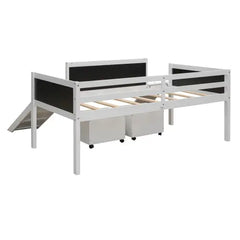 Bellemave® Twin Size Low Loft Bed with 2 Storage Boxes