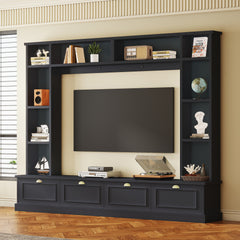 Bellemave® 104.2" Large Wall Unit Entertainment Center with Bookshelves and Golden Handles